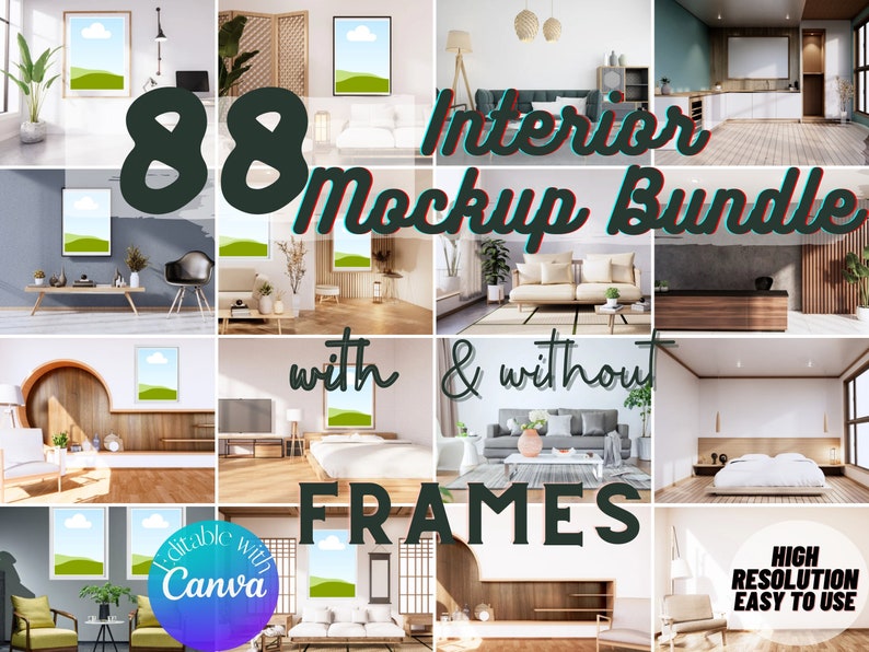 Interior Mock up Bundle Minimalist Modern Interior Wall Art Mockup ...