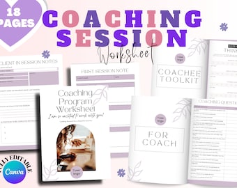 Coaching Session Worksheets: Editable Canva Templates (Digital Download)
