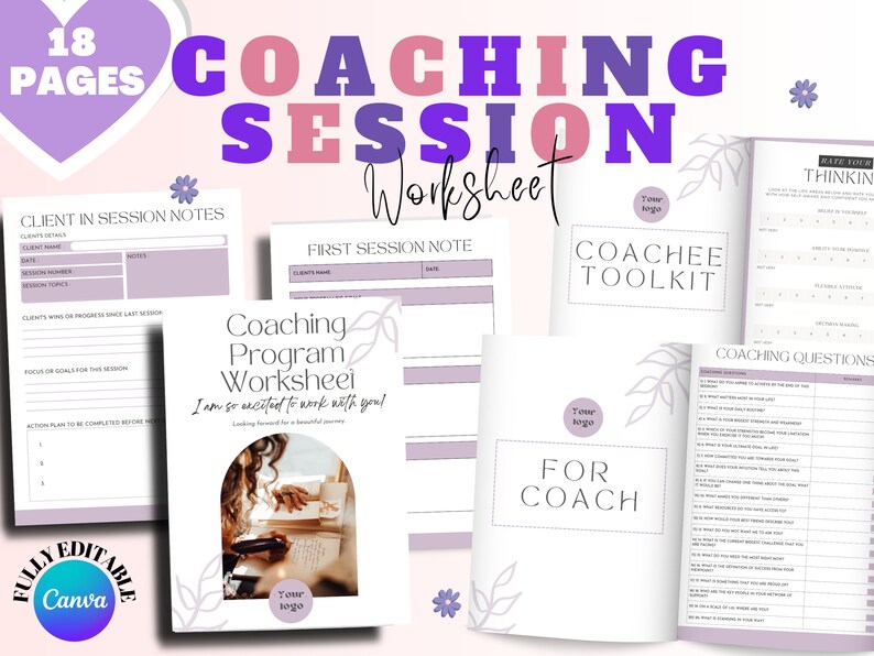Coaching Session Worksheets: Editable Canva Templates (digital Download ...