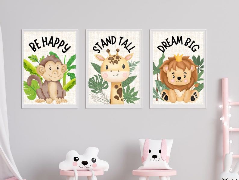 6 Safari Animal Nursery Decor Printables Nursery Wall Art Set Decor