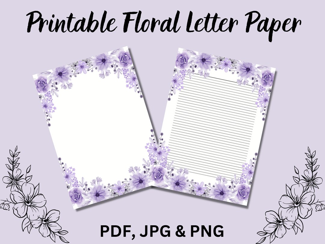 A4 Size Printable Floral Letter Paper, Valentine's Day Writing Paper