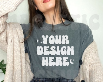 Pepper Comfort Colors C1717 Mockup, Comfort Colors Mockup, Oversized TShirt Mockup, Pepper Shirt Mockup, Trendy Mock, Aesthetic Mockup, Boho