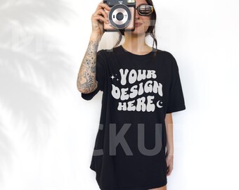 Comfort Colors C1717 Black Mockup, Comfort Colors Mockup, C1717 Mockup, Black Tshirt Mockup, Oversized Mockup, Trendy Mock, Aesthetic Mock