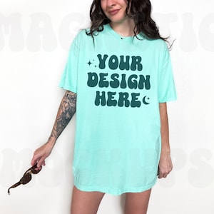 Island Reef Comfort Colors C1717 Mockup, Comfort Colors Mockup, Oversized TShirt Mockup, Blue Shirt Mockup, Trendy Mock, Aesthetic Mock
