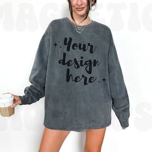 Pepper Comfort Colors 1566 Mockup, Comfort Colors Sweatshirt Mockup, Comfort Colors Pepper Crewneck Mock, Oversized Comfort Color Sweatshirt