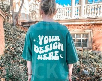 Comfort Colors C1717 Light Green Back Mockup, Comfort Colors Mockup, C1717 Mockup, Light Green Tshirt Mockup, Oversized Mock, Words On Back