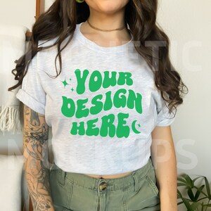 Ash Bella Canvas 3001 Mockup, St Patricks Mockup, Bella Canvas Mockup, BC 3001 Ash, Model Mock, Trendy Mockup, Boho Mock, Grey TShirt Mockup