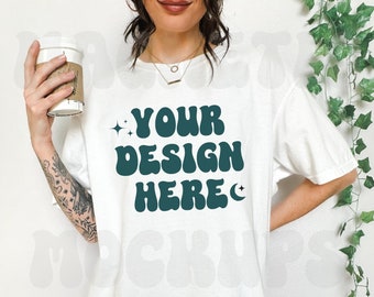 White Comfort Colors C1717 Mockup, Comfort Colors Mockup, Oversized TShirt Mockup, White Shirt Mockup, Lifestyle Mockup, Aesthetic Mockup