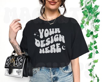 Comfort Colors C1717 Black Shirt Mockup, Oversized Comfort Colors Mockup, Black Shirt, Comfort Color Shirt Mock, Model Mockup, Summer Mockup