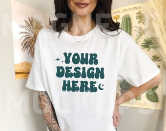 Comfort Colors C1717 White Mockup, Oversized White Mockup, Model Mockup, Trendy Mock, White Colored Shirt, Aesthetic Mockup, Lifestyle Mock