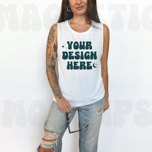 Bella Canvas 8803 Mockup, Bella Canvas 8803 White Mockup, Bella Canvas Tank Top Mockup, White Muscle Tank Mockup, White Tank Top Mockup