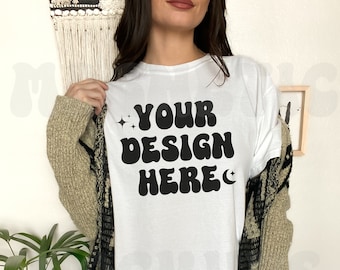 White Comfort Colors C1717 Mockup, Comfort Colors Mockup, Oversized TShirt Mockup, White Shirt Mockup, Lifestyle Mockup, Aesthetic Mockup