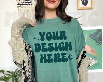 Light Green Comfort Colors C1717 Mockup, Comfort Colors Mockup, Oversized TShirt Mockup, Green TShirt Mockup, Trendy Mock, Aesthetic Mockup