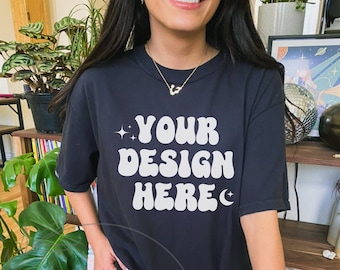 Comfort Colors C1717 Black Mockup, Comfort Colors Mockup, C1717 Mockup, Black Tshirt Mockup, Oversized Mockup, Trendy Mock, Aesthetic Mock