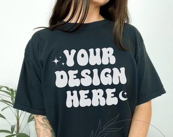 Comfort Colors C1717 Black Mockup, Comfort Colors Mockup, C1717 Mockup, Black Tshirt Mockup, Oversized Mockup, Trendy Mock, Aesthetic Mock