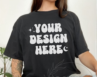Comfort Colors C1717 Black Mockup, Comfort Colors Mockup, C1717 Mockup, Black Tshirt Mockup, Oversized Mockup, Trendy Mock, Aesthetic Mock