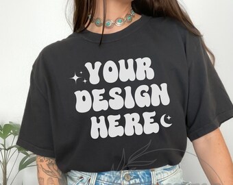 Comfort Colors C1717 Black Mockup, Comfort Colors Mockup, C1717 Mockup, Black Tshirt Mockup, Oversized Mockup, Trendy Mock, Aesthetic Mock
