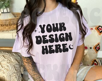 Orchidee Comfort Kleuren C1717 Mockup, Comfort Kleuren Mockup, Oversized TShirt Mockup, Paars Shirt Mockup, Trendy Mockup, Esthetische Mockup, Boho