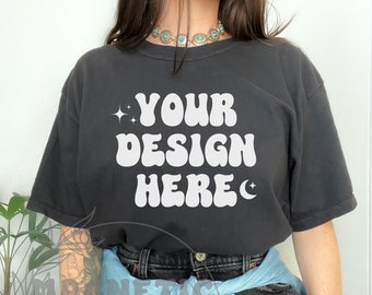 Comfort Colors C1717 Black Mockup, Comfort Colors Mockup, C1717 Mockup, Black Tshirt Mockup, Western Mockup, Trendy Mock, Aesthetic Mock