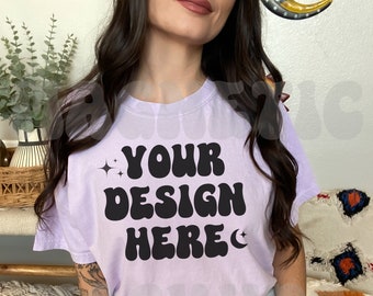 Orchidee Comfort Kleuren C1717 Mockup, Comfort Kleuren Mockup, Oversized TShirt Mockup, Paars Shirt Mockup, Trendy Mockup, Esthetische Mockup, Boho