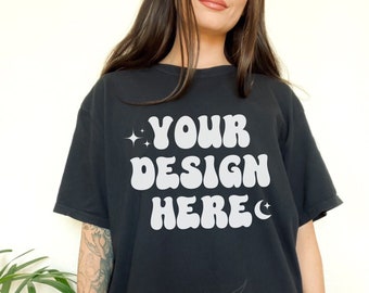 Comfort Colors C1717 Black Mockup, Comfort Colors Mockup, C1717 Mockup, Black Tshirt Mockup, Oversized Mockup, Trendy Mock, Aesthetic Mock