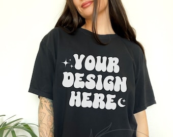 Comfort Colors C1717 Black Mockup, Comfort Colors Mockup, C1717 Mockup, Black Tshirt Mockup, Oversized Mockup, Trendy Mock, Aesthetic Mock
