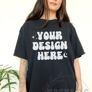 Comfort Colors C1717 Black Mockup, Comfort Colors Mockup, C1717 Mockup, Black Tshirt Mockup, Oversized Mockup, Trendy Mock, Aesthetic Mock