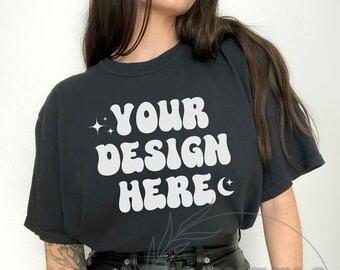 Comfort Colors C1717 Black Mockup, Comfort Colors Mockup, C1717 Mockup, Black Tshirt Mockup, Oversized Mockup, Trendy Mock, Aesthetic Mock