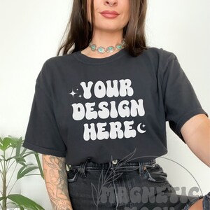 Comfort Colors C1717 Black Mockup, Comfort Colors Mockup, C1717 Mockup, Black Tshirt Mockup, Western Mockup, Trendy Mock, Aesthetic Mock