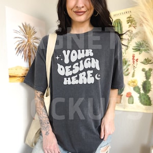 Comfort Colors C1717 Pepper Mockup, Oversized Tshirt Mockup, Beach Mockup, Model Mockup, Trendy Mock, Pepper Colored Shirt, Aesthetic Mock