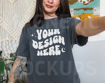 Comfort Colors C1717 Pepper Mockup, Oversized Tshirt Mockup, Pepper Mockup, Model Mockup, Trendy Mock, Pepper Colored Shirt, Aesthetic Mock