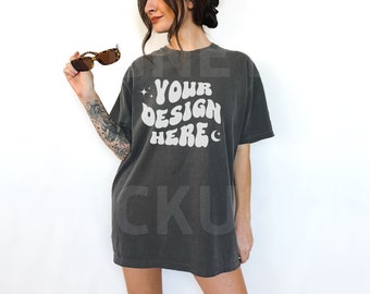 Comfort Colors C1717 Pepper Mockup, Oversized Tshirt Mockup, Pepper Mockup, Model Mockup, Trendy Mock, Pepper Colored Shirt, Aesthetic Mock