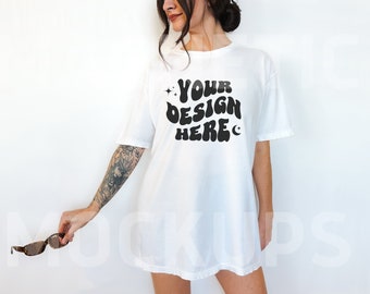 Comfort Colors C1717 White Mockup, Oversized White Mockup, Model Mockup, Trendy Mock, White Colored Shirt, Aesthetic Mockup, Lifestyle Mock