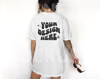 Comfort Colors C1717 White Back Mockup, Oversized White Back of Shirt Mockup, Model Mockup, Trendy Mock, White Colored Shirt, Aesthetic Mock
