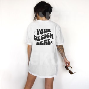 Comfort Colors C1717 White Back Mockup, Oversized White Back of Shirt Mockup, Model Mockup, Trendy Mock, White Colored Shirt, Aesthetic Mock