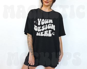 Comfort Colors C1717 Black Mockup, Comfort Colors Mockup, C1717 Mockup, Black Tshirt Mockup, Oversized Mockup, Trendy Mock, Aesthetic Mock