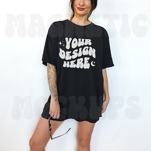Comfort Colors C1717 Schwarz Mockup, Comfort Colors Mockup, C1717 Mockup, Schwarzes Tshirt Mockup, Übergroßes Mockup, Trendy Mock, Ästhetischer Mock