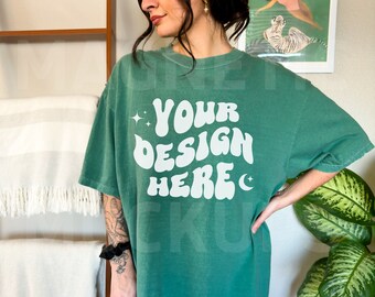 Light Green Comfort Colors C1717 Mockup, Comfort Colors Mockup, Oversized TShirt Mockup, Green TShirt Mockup, Trendy Mock, Aesthetic Mockup