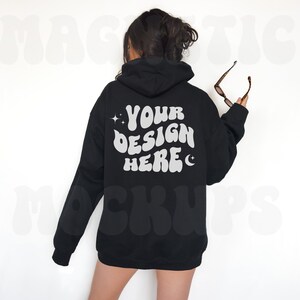 Gildan 18500 Black Back Mockup, Black Oversized Hoodie Mockup, Model Mockup, Trendy Mock, Beach Mockup, Aesthetic Mockup, Words on Back