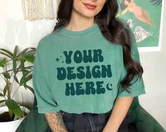 Light Green Comfort Colors C1717 Mockup, Comfort Colors Mockup, Oversized TShirt Mockup, Green TShirt Mockup, Trendy Mock, Aesthetic Mockup