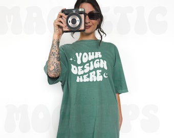 Light Green Comfort Colors C1717 Mockup, Comfort Colors Mockup, Oversized TShirt Mockup, Green TShirt Mockup, Trendy Mock, Aesthetic Mockup