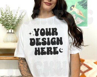 White Comfort Colors C1717 Mockup, Comfort Colors Mockup, Oversized TShirt Mockup, White Shirt Mockup, Lifestyle Mockup, Aesthetic Mockup