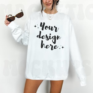 White Comfort Colors 1566 Mockup, Comfort Colors Sweatshirt Mockup, Comfort Colors Crewneck Mock, Oversized White Comfort Colors Sweatshirt