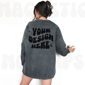 Comfort Colors 1566 Pepper Back Mockup, Comfort Colors Sweatshirt Mockup, Pepper Crewneck Mockup, Back of Shirt, Oversized Sweatshirt Mockup