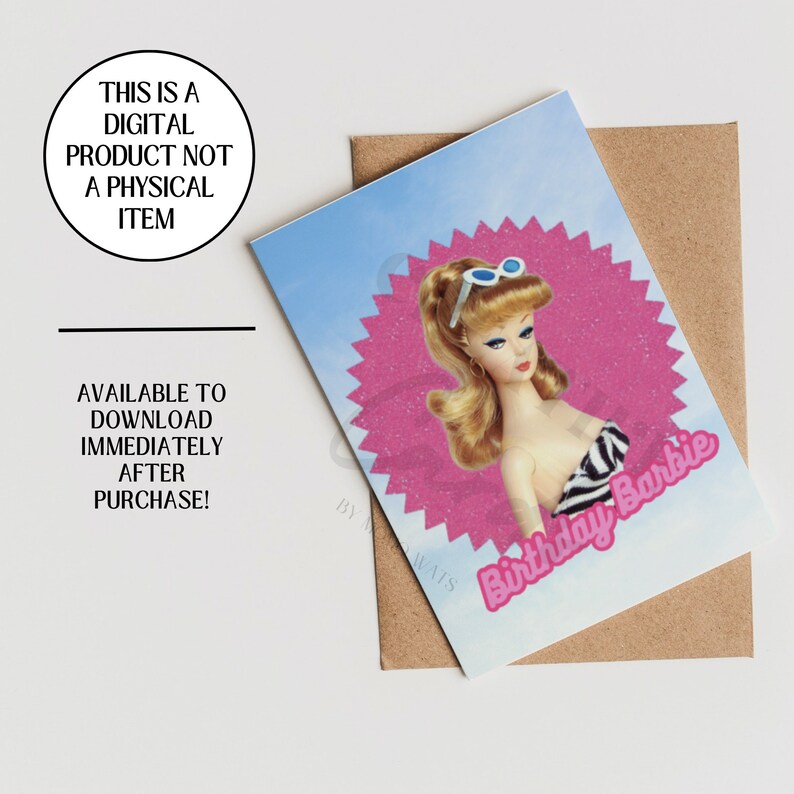 Vintage BDAY BARBIE Printable Birthday Card Digital Download - Etsy