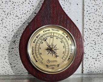 Maritime exterior barometer, wood- Instrument for measuring atmospheric pressure - Ship barometer.