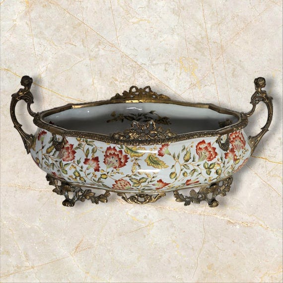 WL 1895 Wong Lee Porcelain Bowl and Bronze,luxurious Large Bowls