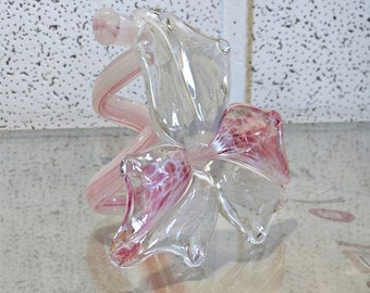 Murano glass flower - hand blown glass flower - art glass lily Pink.