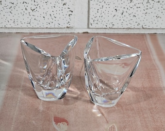 crystal vases signed, 2 small Val St Lambert crystal vases vintage pair beautiful!