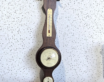 Fischer Sheraton Weather Station Thermometer Barometer Hygrometer Vintage Barometer, Wooden Thermometer Hygrometer. France